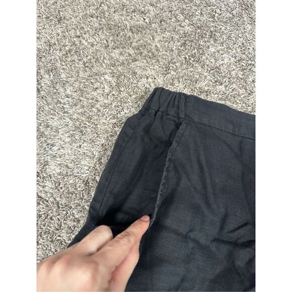 FLAX Linen Pants Black Women’s S Lagenlook Wide Tapered Leg Flowy Zip Button - Picture 12 of 14